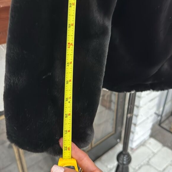 Donna Salyers Fabulous Fur Coat Jacket Full Zip Hoodie Black Pockets Oversized - Picture 5 of 8